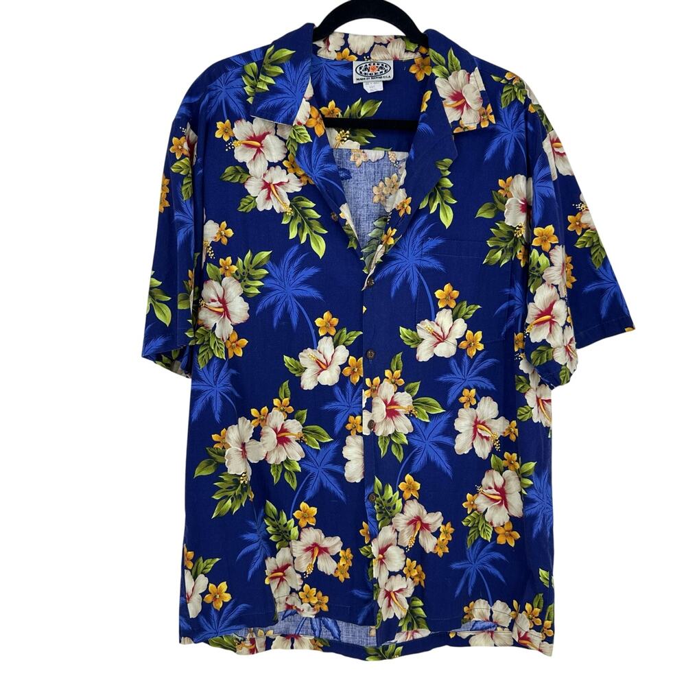 Pacific Legend Hawaiian Hibiscus men shirt 100% cotton Made in Hawaii USA Sz XL
